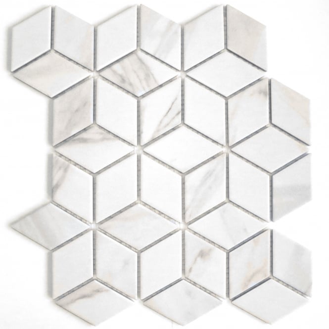 3D Calacatta Matt 30.5cm x 26.5cm Mosaic Tile