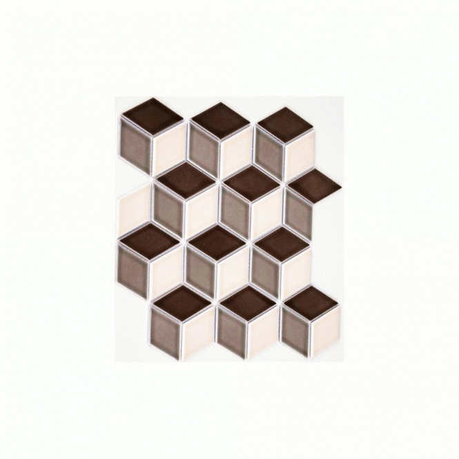 3D Gloss Mix Brown 30.5cm x 26.5cm Mosaic