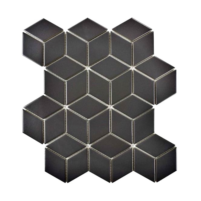 3D Matt Black 30.5cm x 26.5cm Mosaic