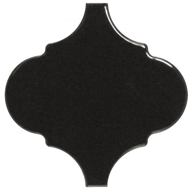 Alhambra Black Gloss 12cm x 12cm Wall Tile