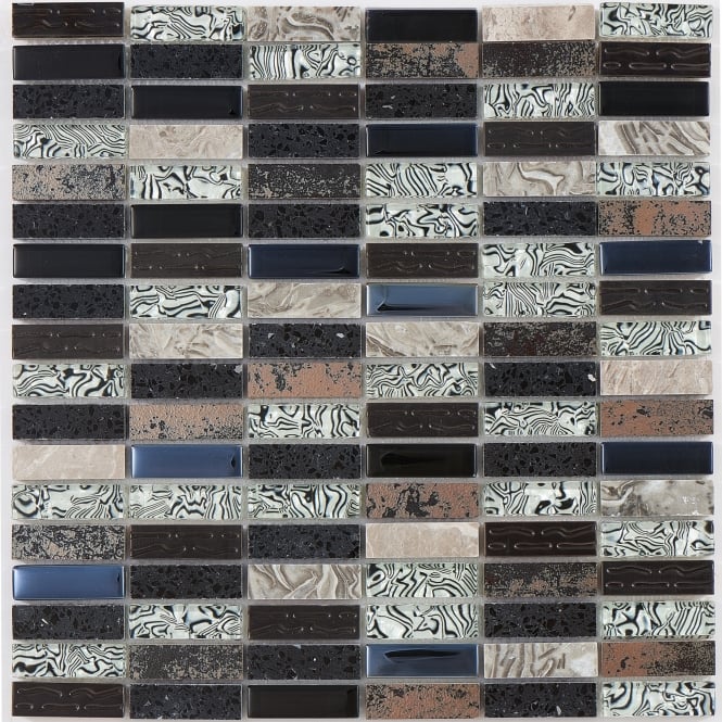 Black Quartz 1.5cm x 4.8cm Mosaic