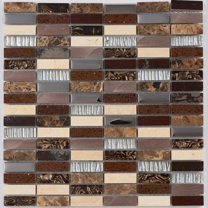 Brown Quartz 1.5cm x 4.8cm Mosaic