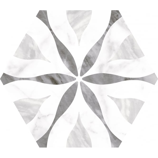 Equipe Bardiglio Flower Hexagon 17.5cm x 20cm Wall & Floor Tile