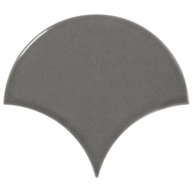 Fan Dark Grey Gloss 10.6cm x 12cm Wall Tile
