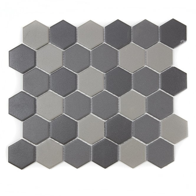 Full Body Hexagon Dark Mix Mosaic 32.5cm x 28.1cm Wall & Floor Tile