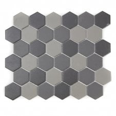 Full Body Hexagon Dark Mix Mosaic 32.5cm x 28.1cm Wall & Floor Tile