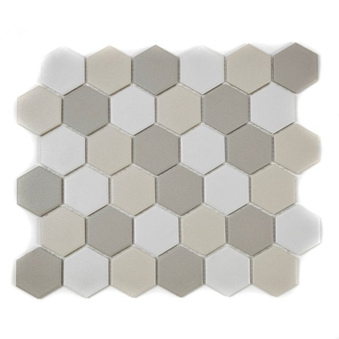 Full Body Hexagon Light Mix Mosaic 32.5cm x 28.1cm Wall & Floor Tile