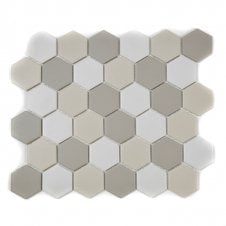 Full Body Hexagon Light Mix Mosaic 32.5cm x 28.1cm Wall & Floor Tile