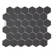 Full Body Hexagon Matt Black Mosaic 32.5cm x 28.1cm Wall & Floor Tile