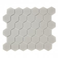 Full Body Hexagon Matt Light Grey Mosaic 32.5cm x 28.1cm Wall & Floor Tile