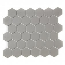 Full Body Hexagon Matt Medium Grey Mosaic 32.5cm x 28.1cm Wall & Floor Tile