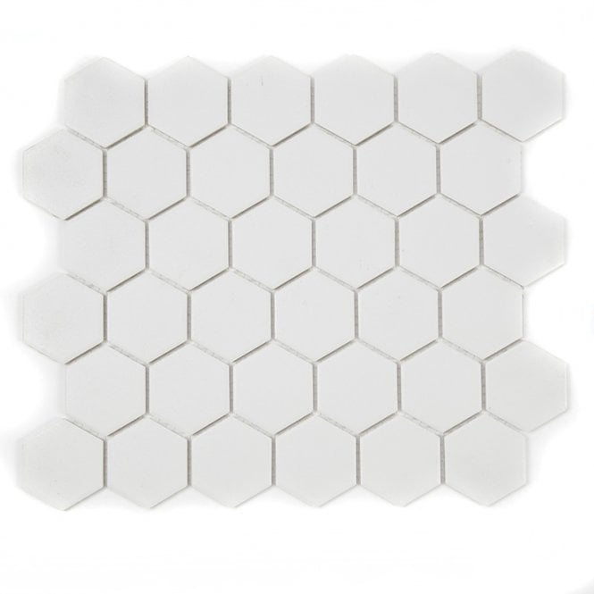 Full Body Hexagon Matt White Mosaic 32.5cm x 28.1cm Wall & Floor Tile