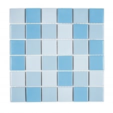 Gloss Blue Mix 30cm x 30cm Mosaic Tile