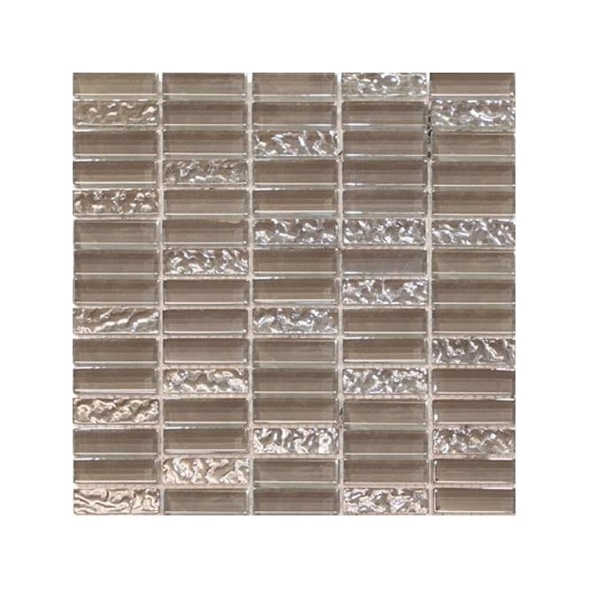 Grey Ripple & Glass (1.5cmx 4.8cm) 30cm x 30cm Brick Mosaic
