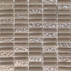 Grey Ripple & Glass (1.5cmx 4.8cm) 30cm x 30cm Brick Mosaic