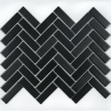 Herringbone Black Matt 31.8cm x 24.7cm Wall & Floor Mosaic