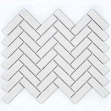 Herringbone White Matt 30cm x 33cm Wall & Floor Mosaic