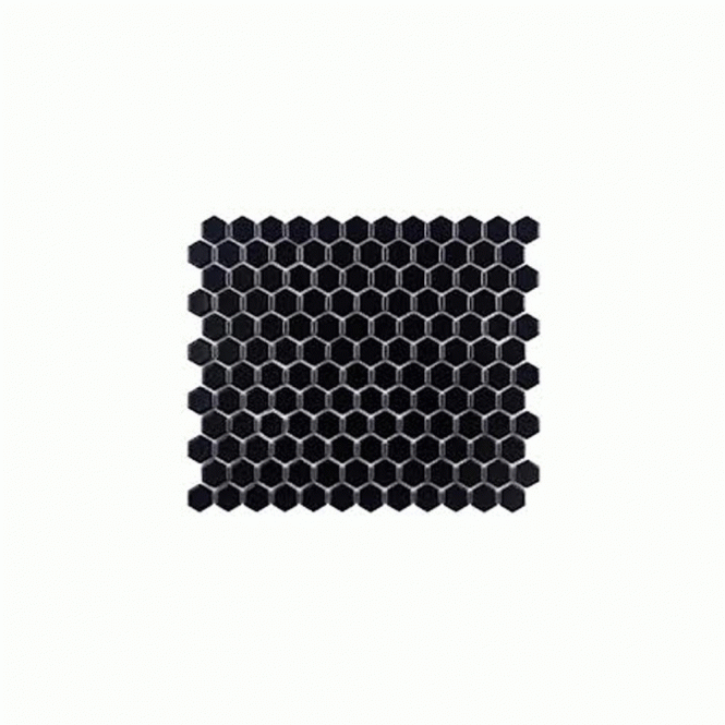 Hexagon Gloss Black (2.3cm x 2.3cm) 30cm x 26cm Mosaic Tile