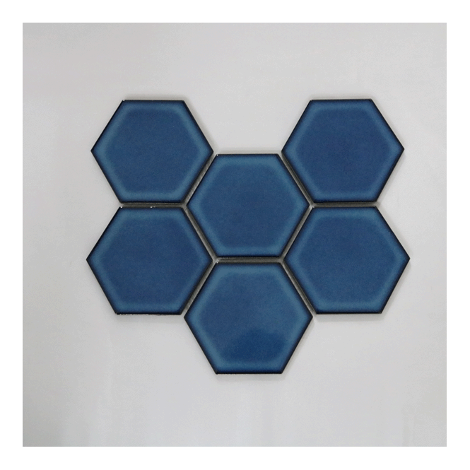 Hexagon Gloss Blue 25.6cm x 19.7cm (9.5cm x 9.5cm) Wall Mosaic