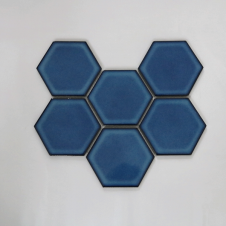 Hexagon Gloss Blue 25.6cm x 19.7cm (9.5cm x 9.5cm) Wall Mosaic