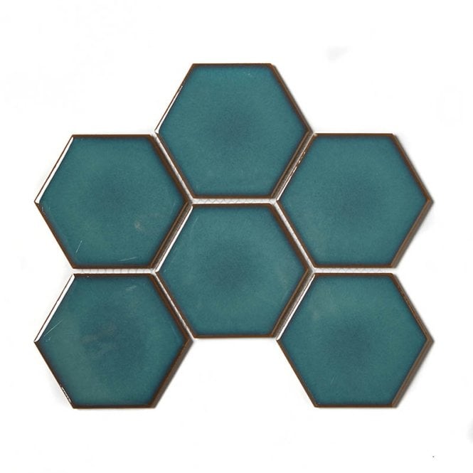 Hexagon Gloss Teal 25.6cm x 19.7cm (9.5cm x 9.5cm) Wall Mosaic