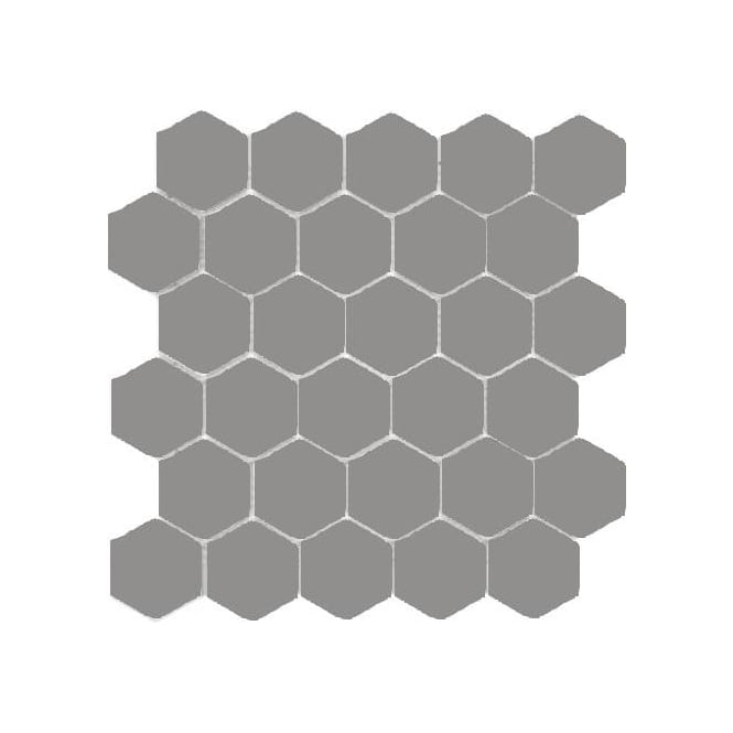 Hexagon Grey Matt (5.1cm x 5.9cm) 30cm x 30cm Mosaic Tile 