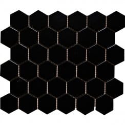 Hexagon Matt Black (5.1cm x 5.9cm) 30cm x 30cm  Mosaic Tile