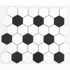 Hexagon Matt Black & White Mix (4.8cm x 4.8cm) 21.7cm x 18.7cm Mosaic Tile