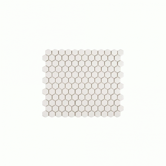 Hexagon Matt White (2.3cm x 2.3cm) 30cm x 26cm Mosaic Tile