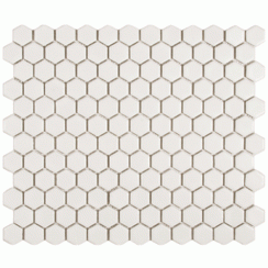Hexagon Matt White (2.3cm x 2.3cm) 30cm x 26cm Mosaic Tile