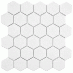 Hexagon Matt White (5.1cm x 5.9cm) 30cm x 30cm Mosaic Tile