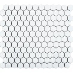Hexagon White Gloss (2.3cm x 2.3cm) 30cm x 26cm Mosaic Tile