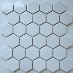 Hexagon White Gloss (5.1cm x 5.9cm) 30cm x 30cm Mosaic Tile