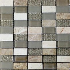 Linear Beige Glass & Stone Mosaic 30cm x 30cm