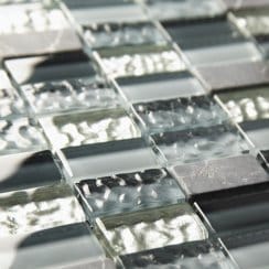 Linear Graphite Glass & Stone Mosaic 30cm x 30cm 
