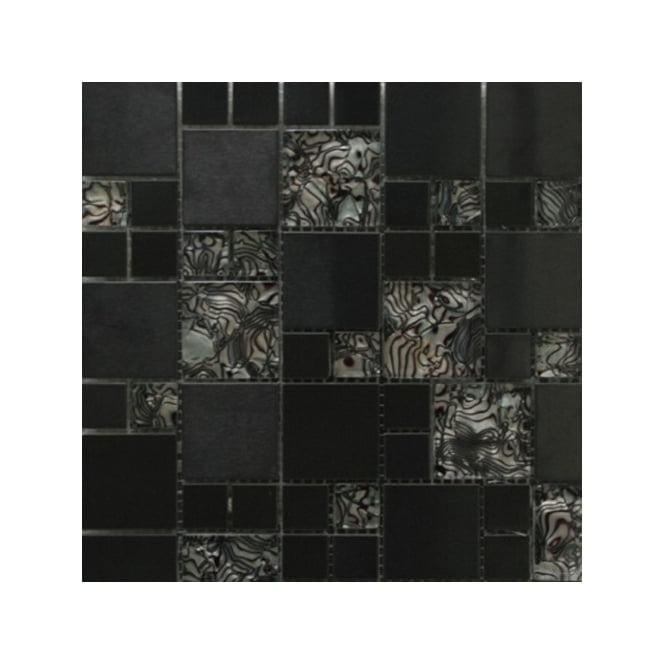 Metallic Random 30cm x 30cm Steel Iris Glass Mosaic