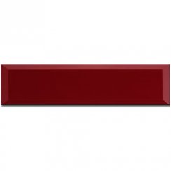Metro Brick Bevelled Gloss Red 7.5cm x 30cm Wall Tile