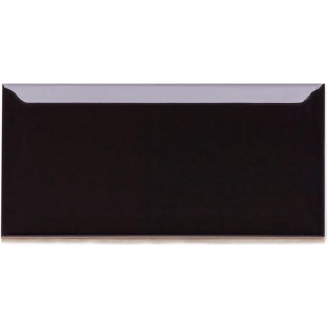 Metro Brick Gloss Black 10cm x 20cm Wall Tile