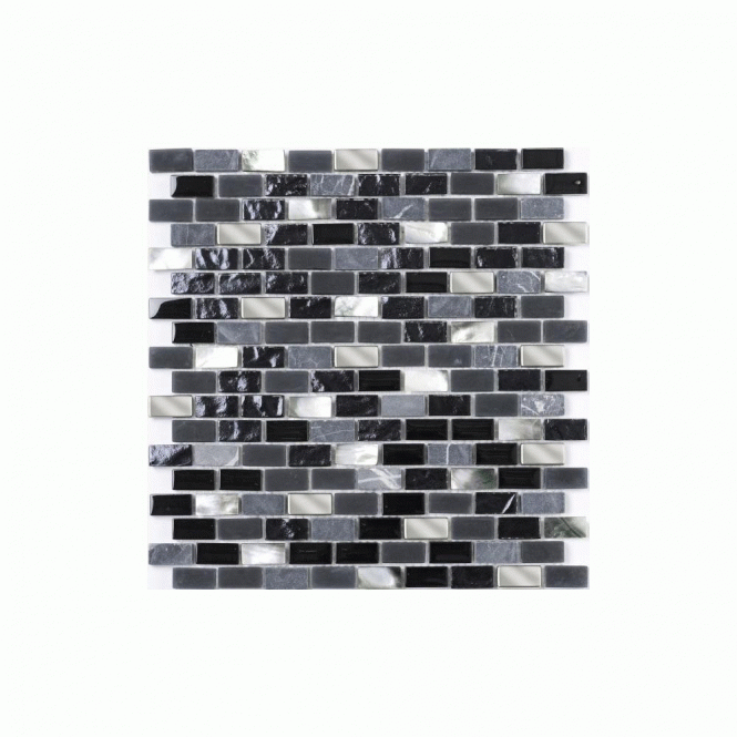 New England Black & Grey Brick 28cm x30cm Mosaic 
