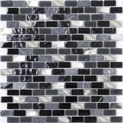 New England Black & Grey Brick 28cm x30cm Mosaic 
