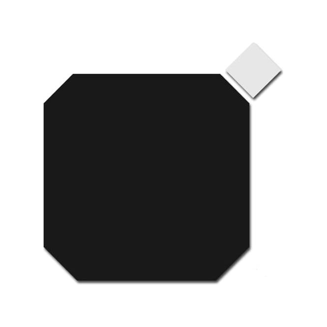 Equipe Octagon Matt Black 20cm x 20cm Tile