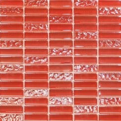 Red Ripple & Glass (1.5cmx 4.8cm) 30cm x 30cm Brick Mosaic