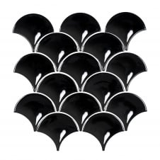Shell Black Gloss 30.2cm x 31.5cm Wall Tile