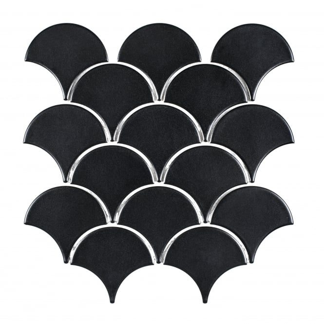 Shell Black Matt 30.2cm x 31.5cm Wall Tile