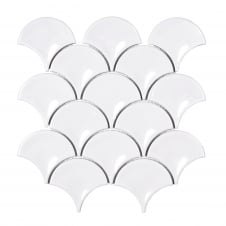 Shell White Gloss 27.3cm x 25.9cm Fan Mosaic Tile