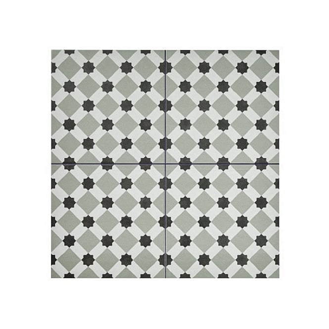 Victorian Encaustic Effect H Line Effect Fog 45cm x 45cm Wall & Floor Tile