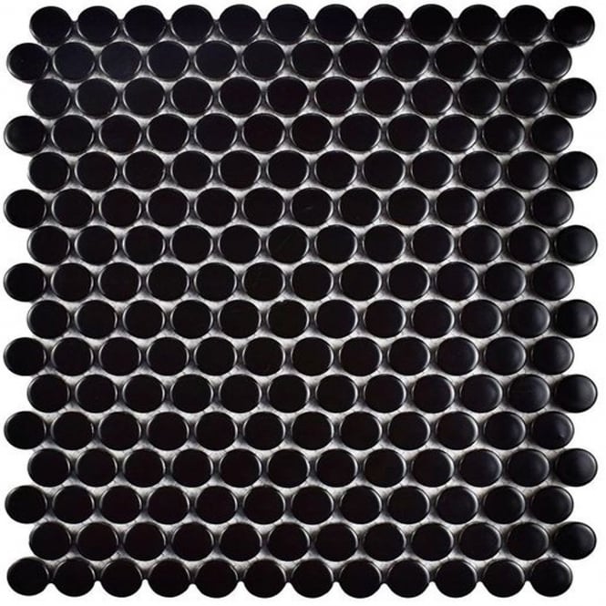 Victorian Penny Gloss Black 30cm x 30cm Porcelain Mosaic