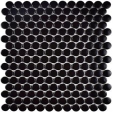 Victorian Penny Gloss Black 30cm x 30cm Porcelain Mosaic