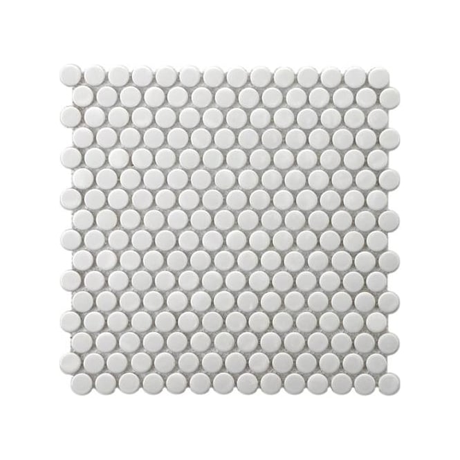 Victorian Penny Gloss White 30cm x 30cm Porcelain Mosaic