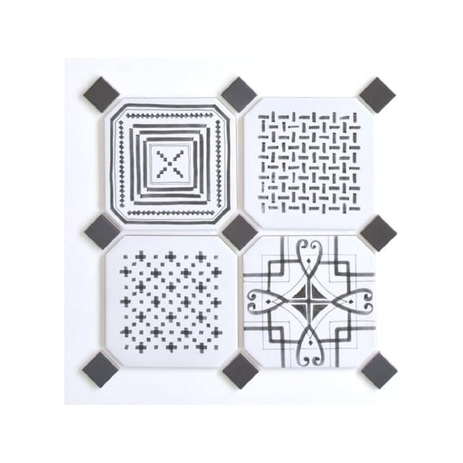 Vives Octagon Variette Sombra 20cm x 20cm & Taco Dome Antracita 4cm x 4cm